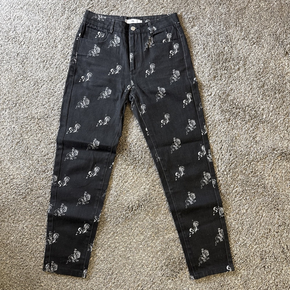 Adika Women's‎ Jeans Dragon Print Black Size S